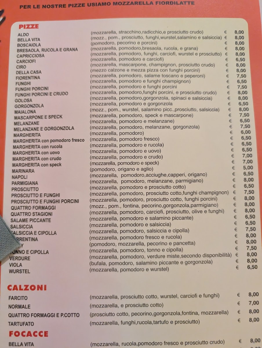 Menu Ristorante Pizzeria Bella Vita-1