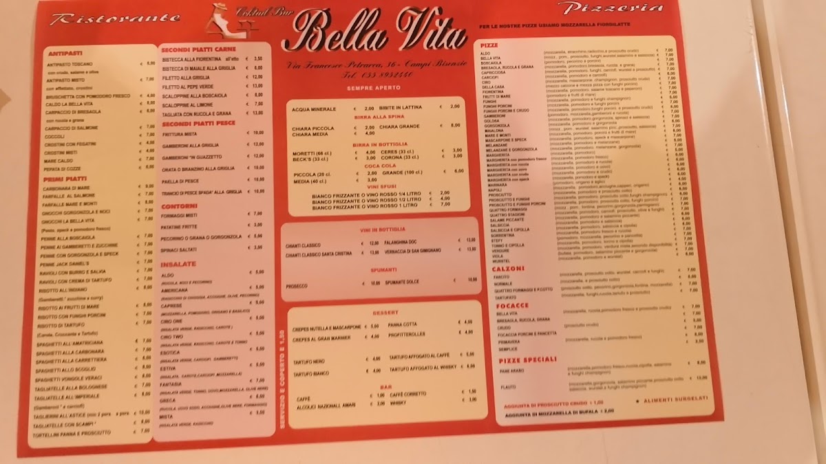 Menu Ristorante Pizzeria Bella Vita-6